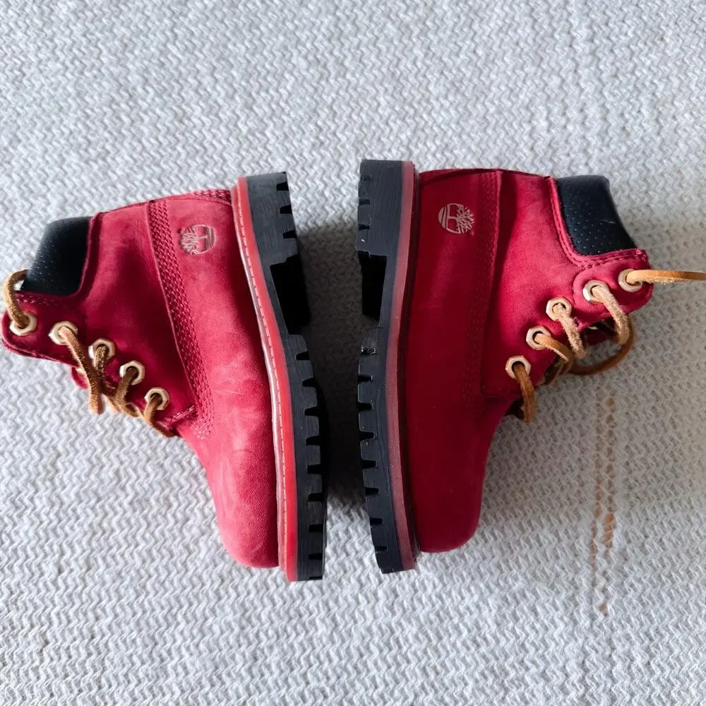 Timberland Red Suede 6 Inch Premium Toddler Boots Size 6 Streetwear Edgy